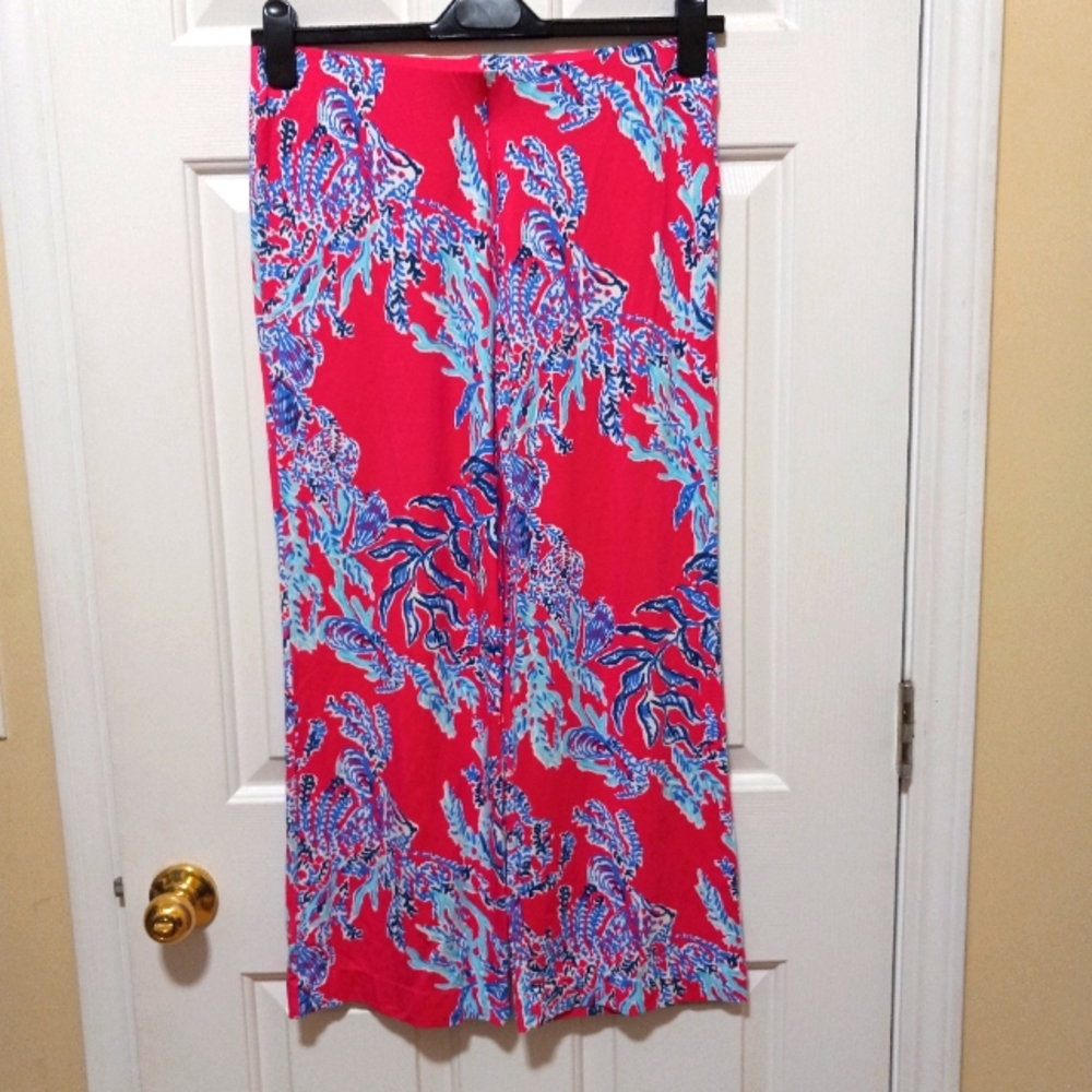 LILLY PULITZER  Womens Rayon Spandex  Wide Leg Resort Casual Pants Size M